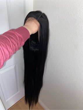 Long black lace wig
